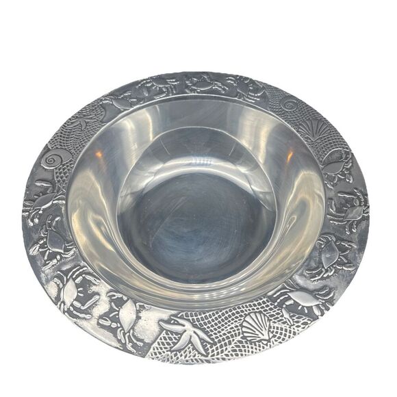 Wilton Other - VTG Wilton Armetale Pewter CRAB SEA SHELL Trimmed Bowl 12 3/8" Serving Bowl